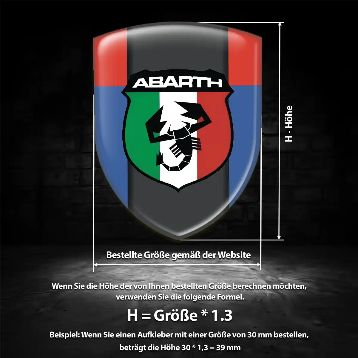 Abarth Aufkleber 3D Gel Wappen Überzeugende Qualität