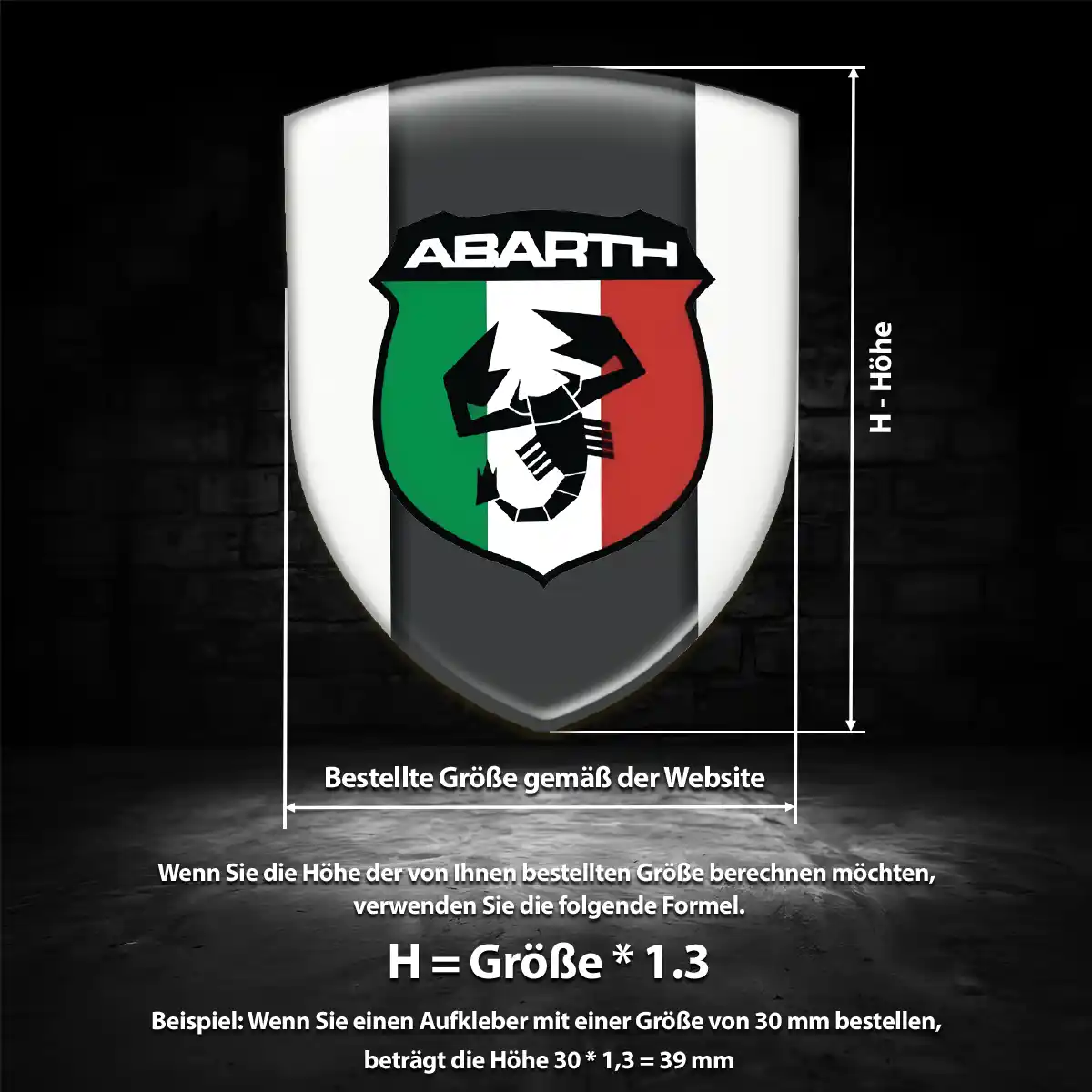 Abarth Aufkleber 3D Gel Wappen Elegantes Design