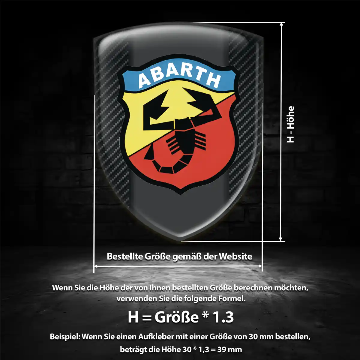 Abarth Aufkleber 3D Gel Wappen Interieurdesign