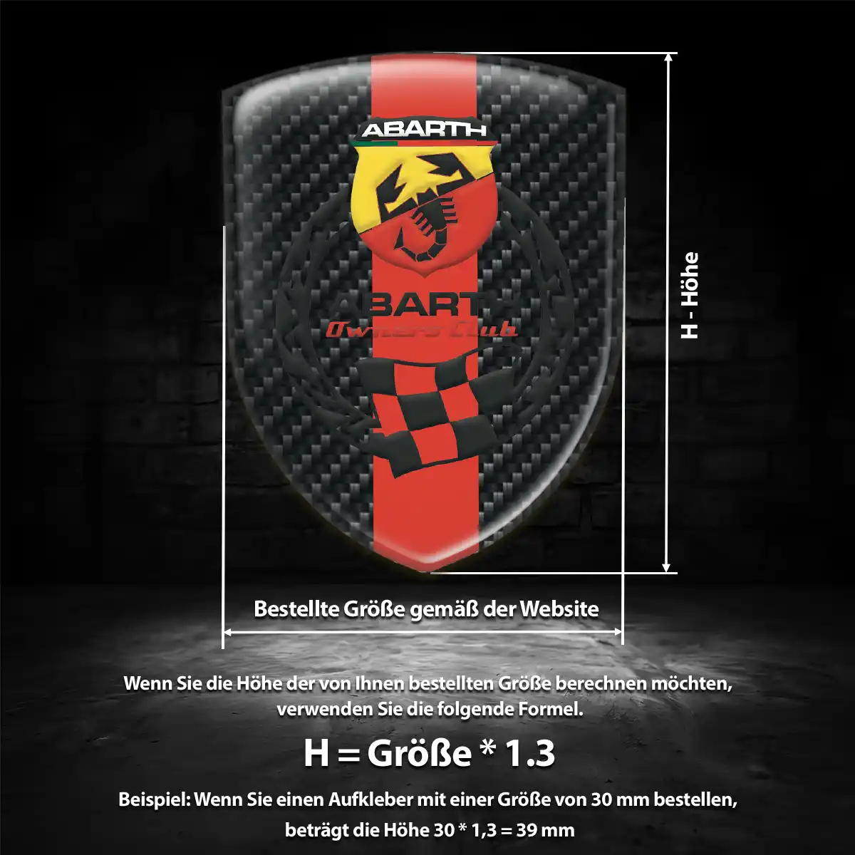 Abarth Aufkleber 3D Gel Wappen Stilvolles Design
