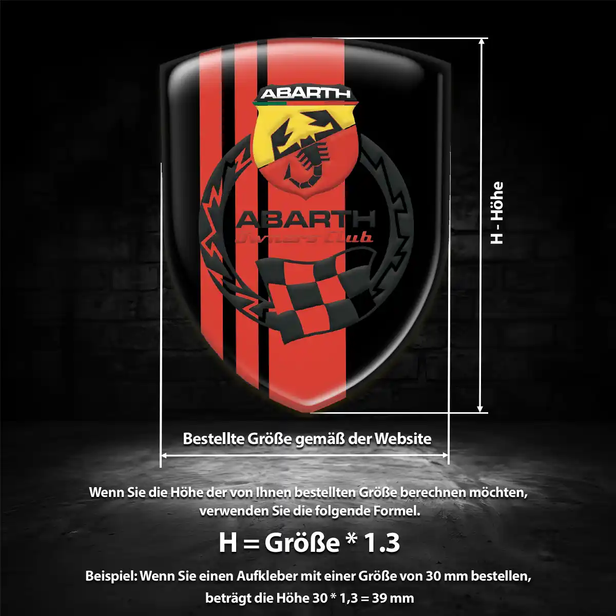 Abarth Emblem Wappen Aufkleber Auto Hochwertiges Harz