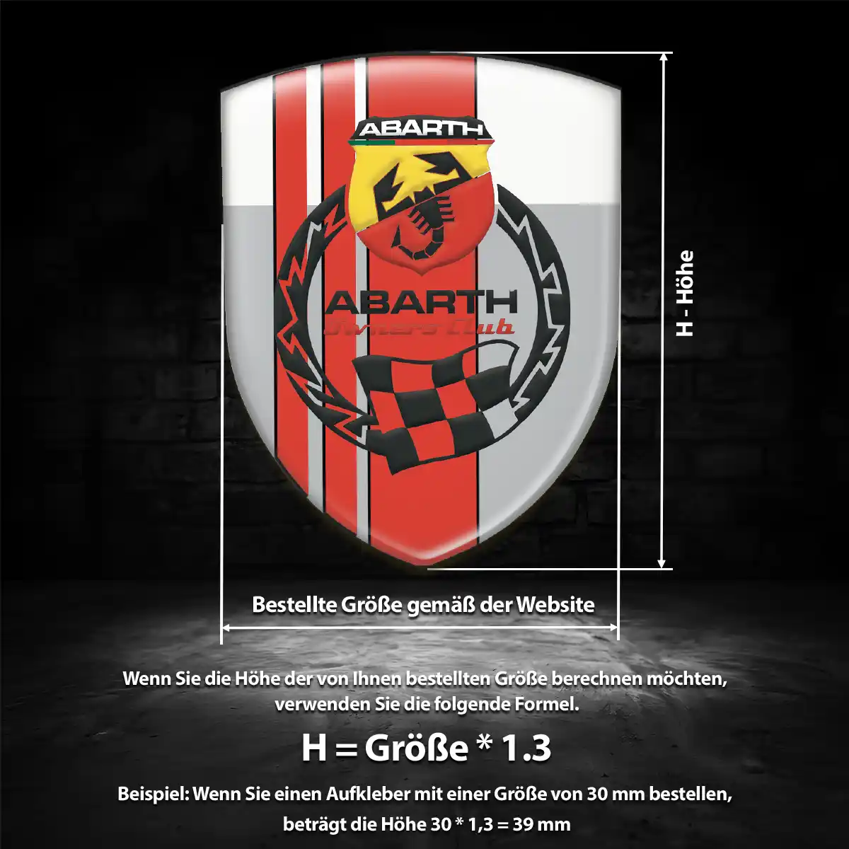 Abarth Embleme Silikon Aufkleber Erstklassige Qualität