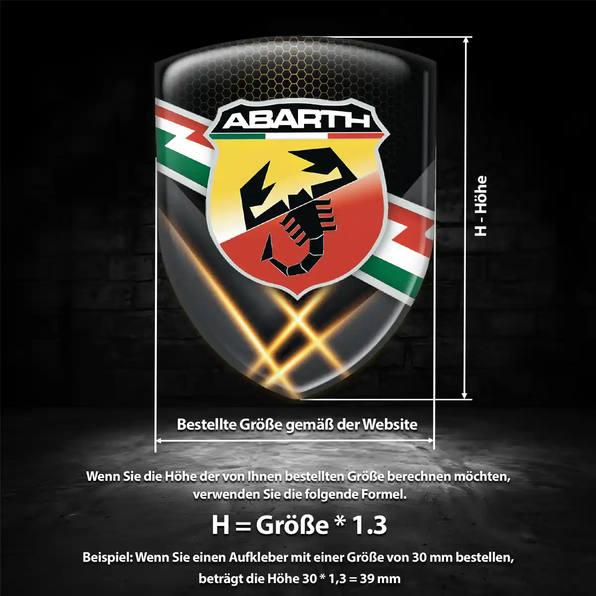 Abarth Silikon Aufkleber Embleme Tuningfahrzeug