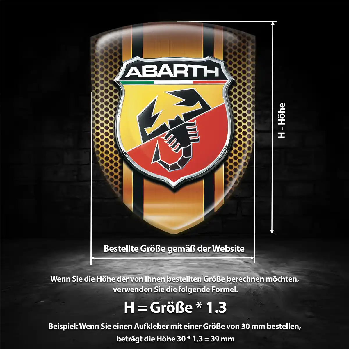Abarth Silikon Aufkleber Wappen Ausdrucksstarkes Design