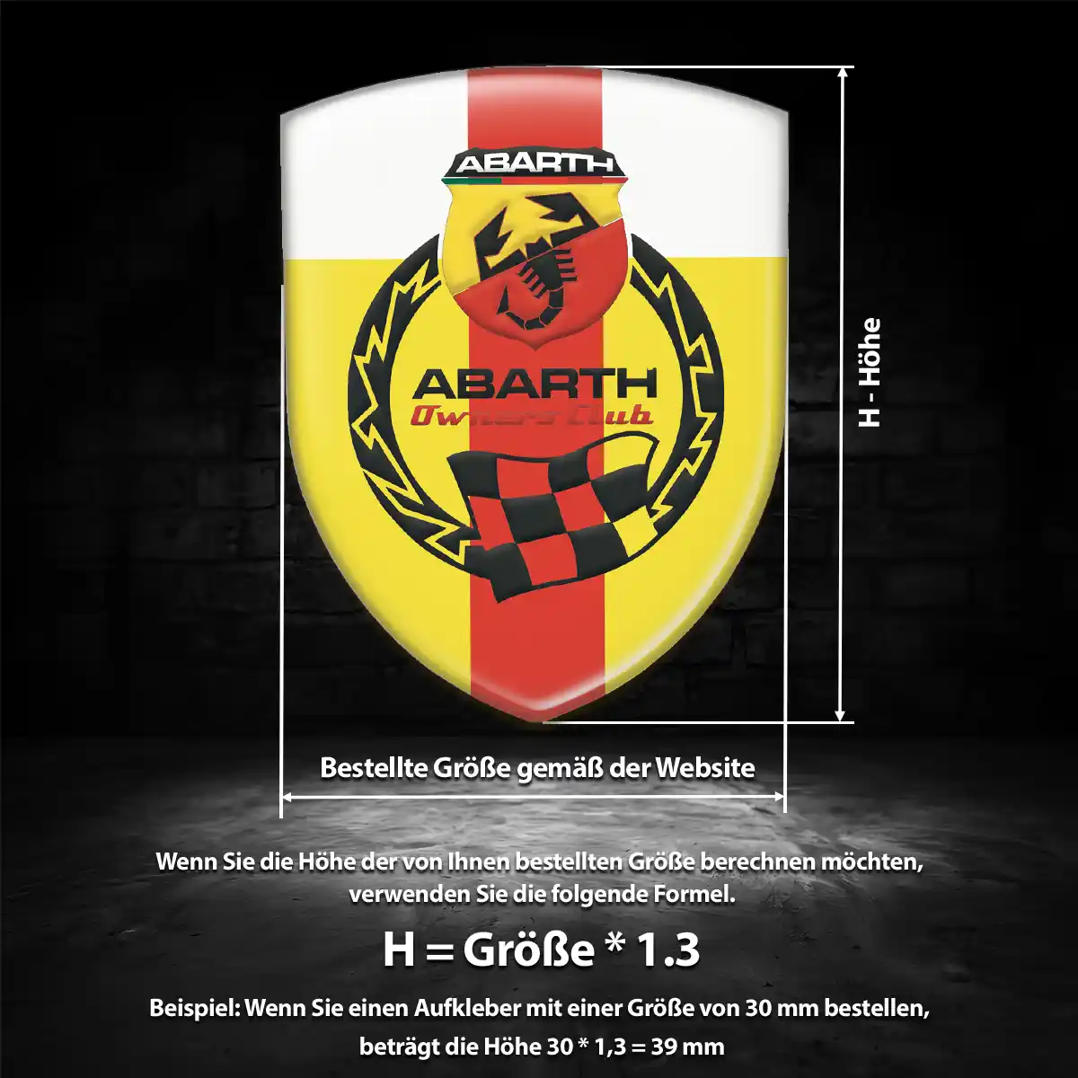 Abarth Silikon Aufkleber Wappen Luxus-Edition