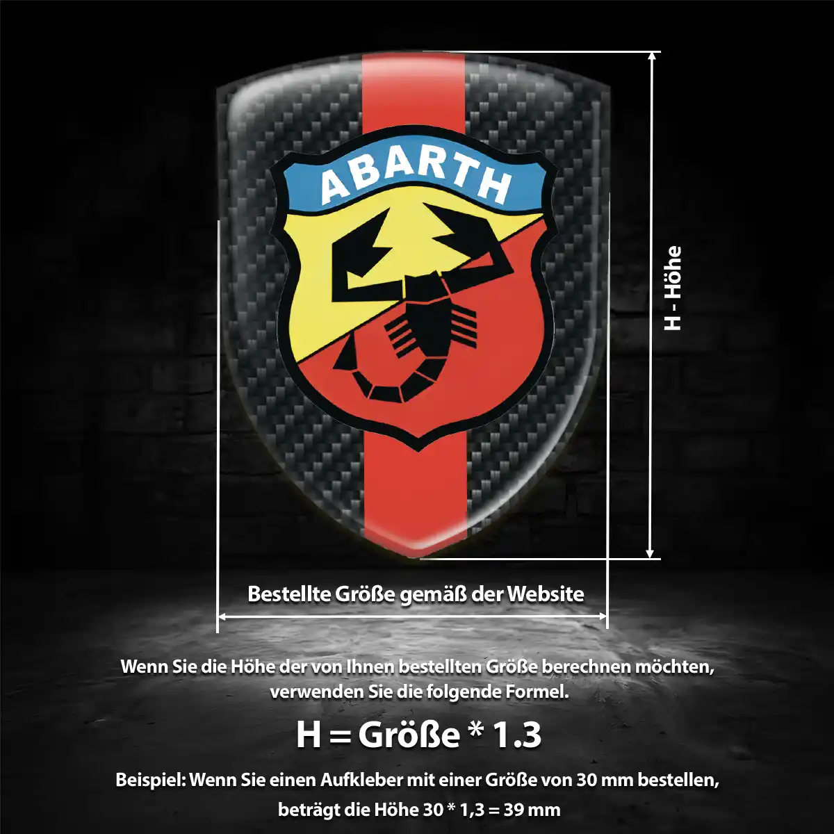 Abarth Silikon Aufkleber Wappen Tuningfahrzeug