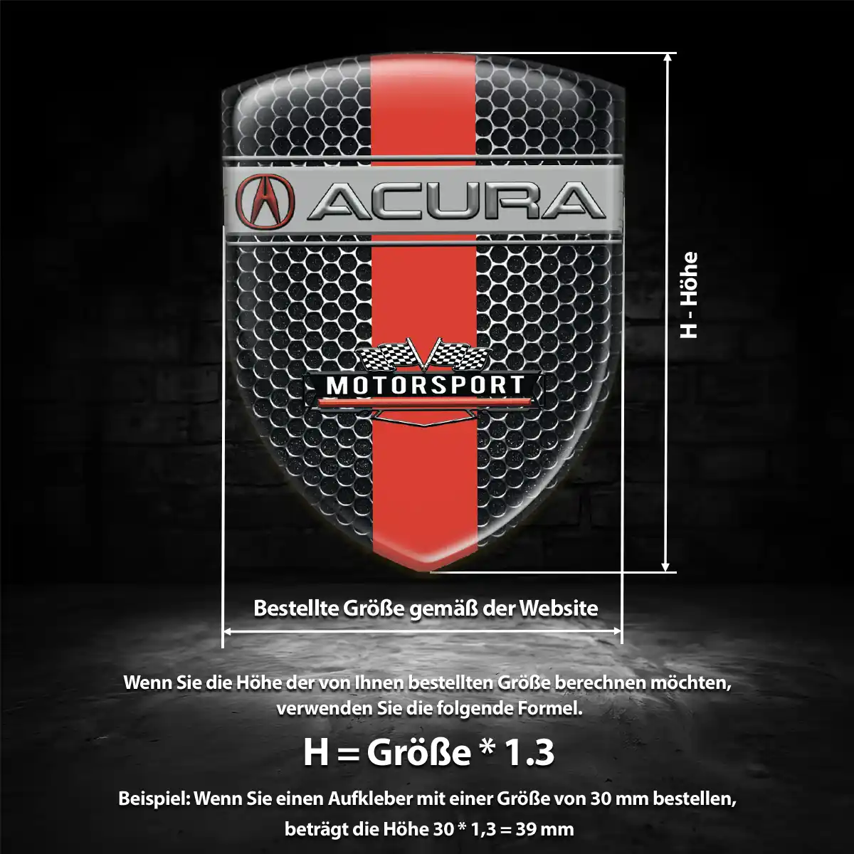 Acura 3D Gel Aufkleber Auto Exterieurdesign