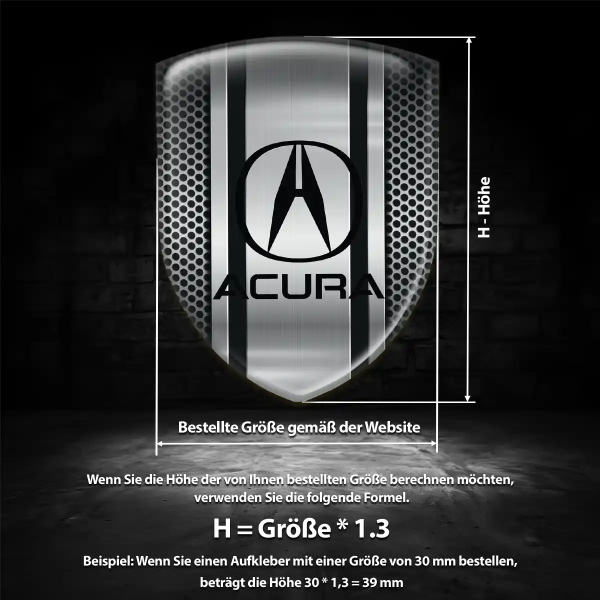 Acura 3D Gel Aufkleber Auto Hochwertiges Harz