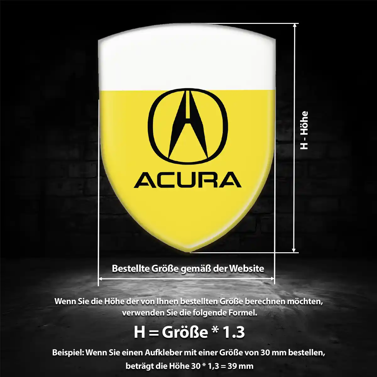 Acura 3D Gel Aufkleber Auto Interieurdesign
