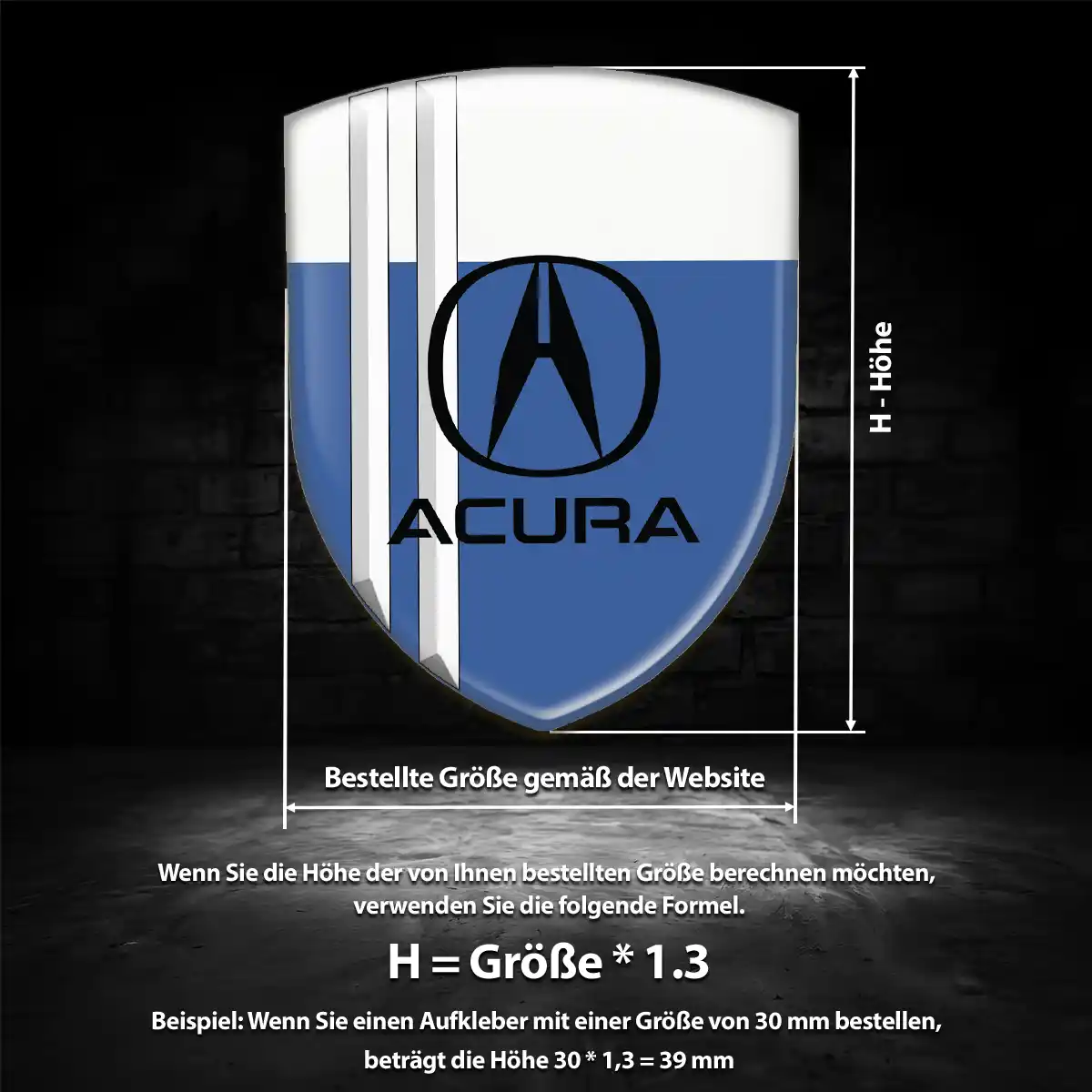 Acura 3D Gel Aufkleber Auto Stilvolles Design