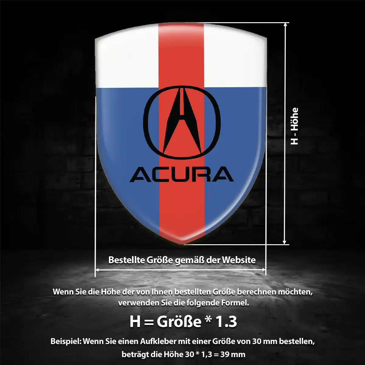 Acura 3D Gel Aufkleber Hochwertiges Harz