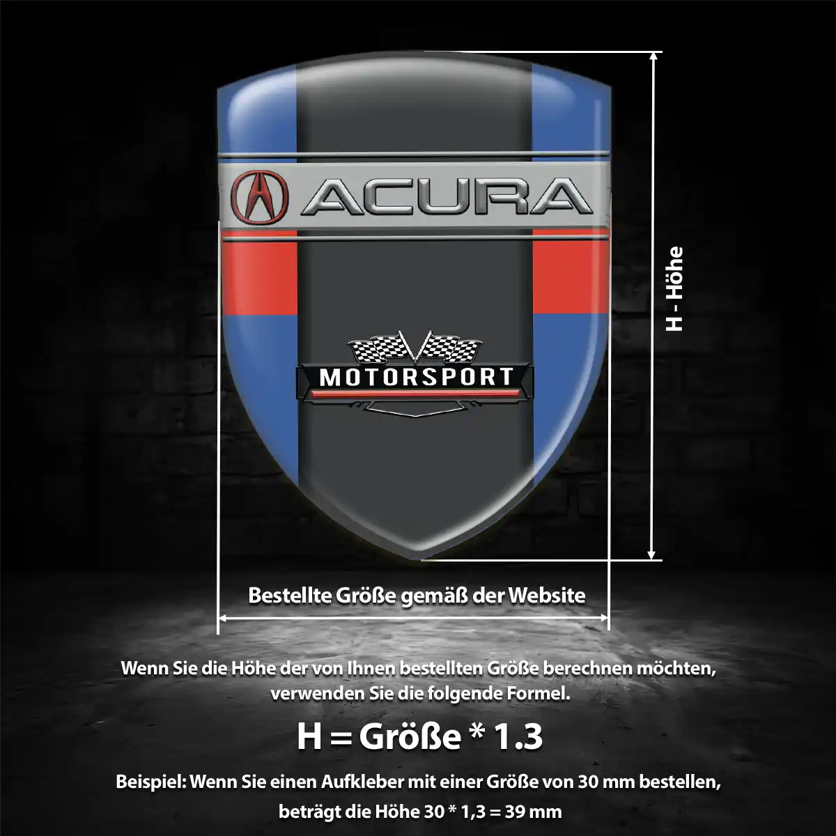 Acura 3D Gel Aufkleber Interieurdesign
