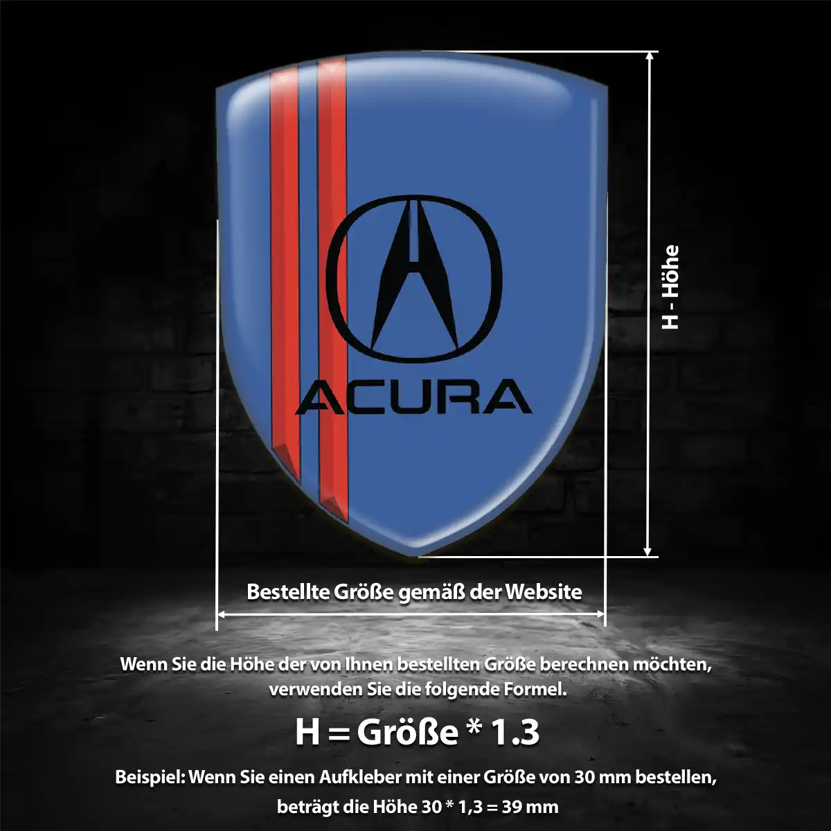 Acura 3D Gel Aufkleber Limitierte Auflage