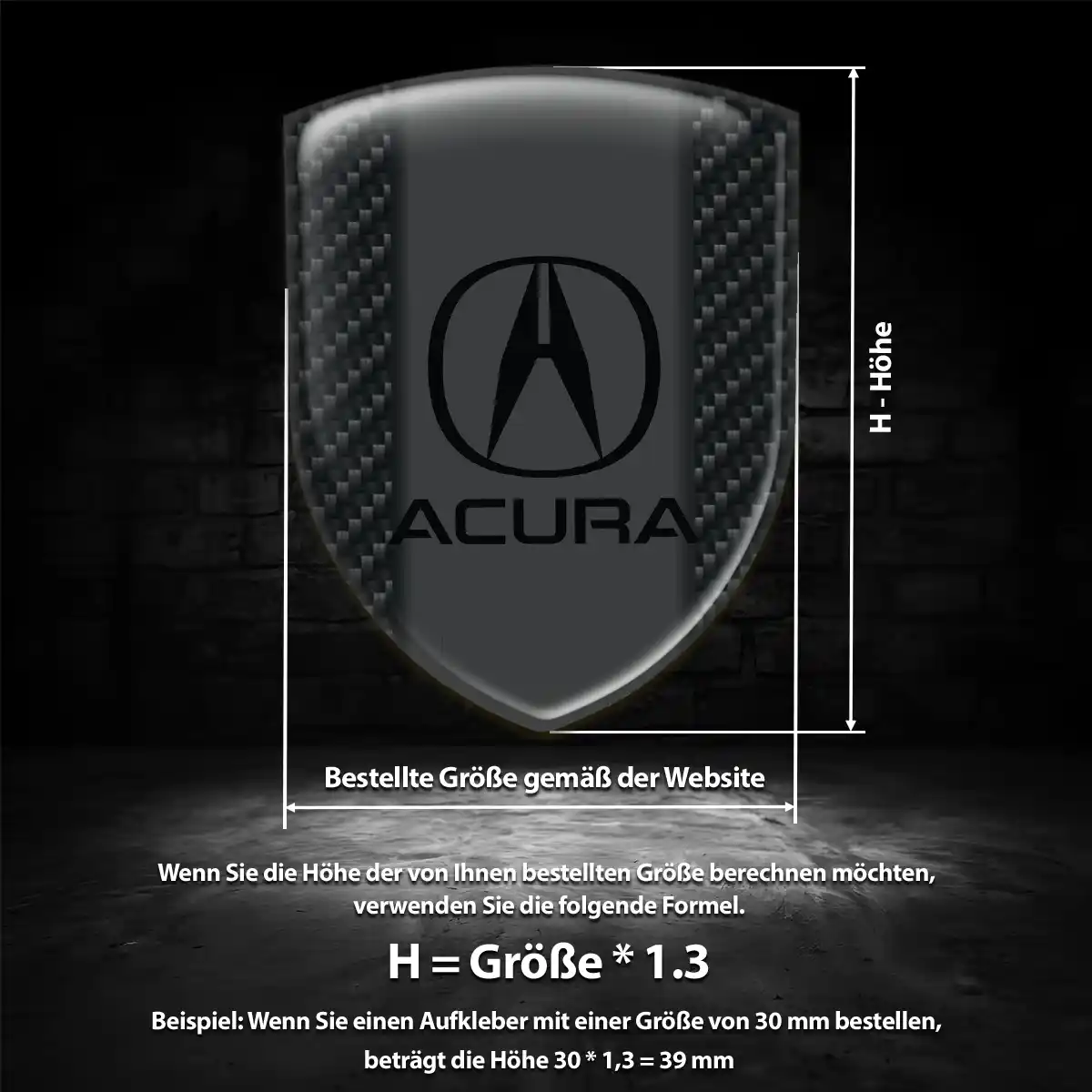 Acura 3D Gel Aufkleber Silikon Auto Exterieurdesign