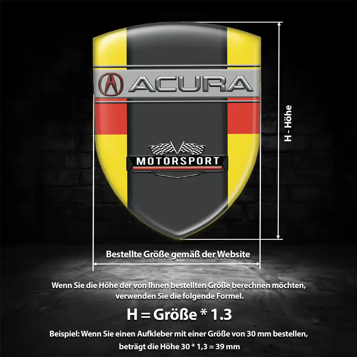Acura 3D Gel Aufkleber Silikon Auto Hochwertiges Harz
