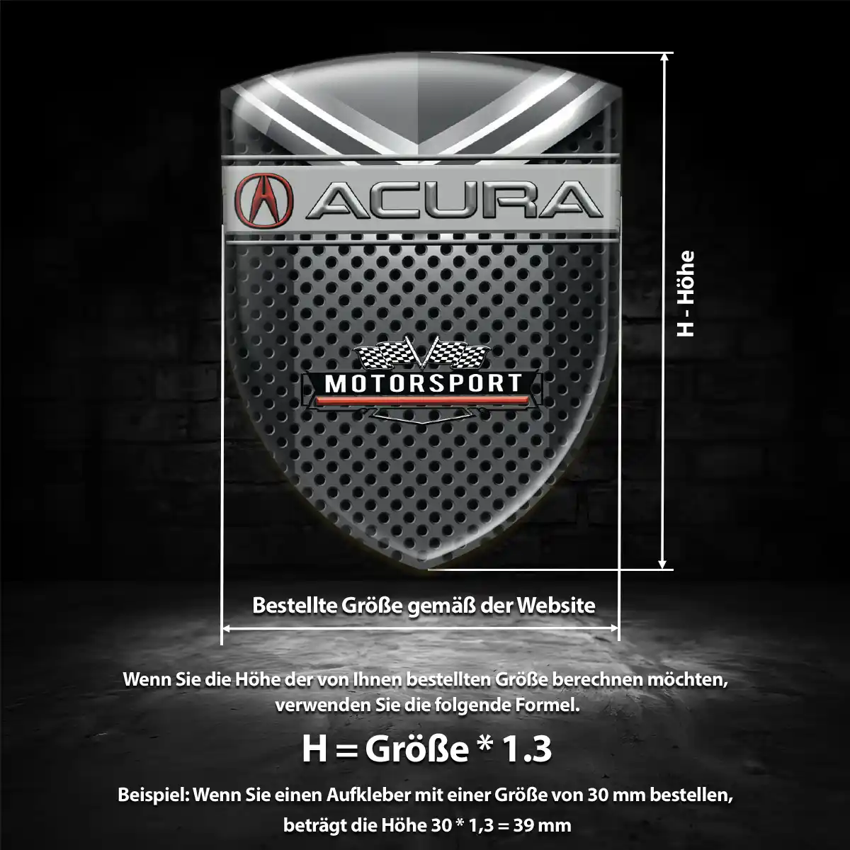 Acura 3D Gel Aufkleber Silikon Auto Hohe Qualität