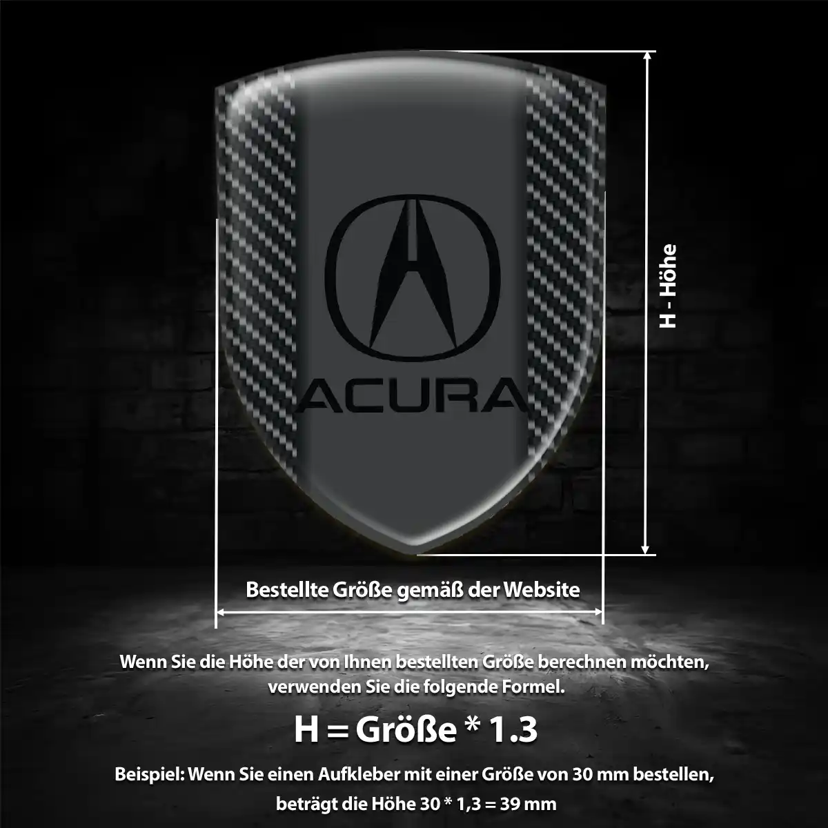 Acura 3D Gel Aufkleber Silikon Auto Interieurdesign