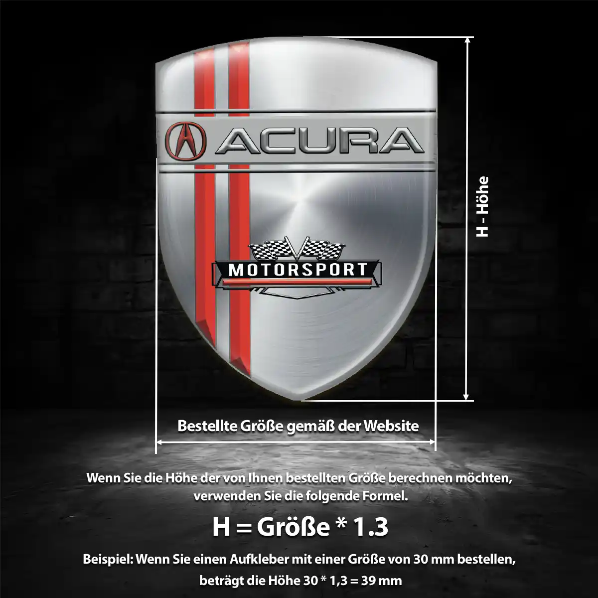 Acura 3D Gel Aufkleber Silikon Auto Limitierte Auflage