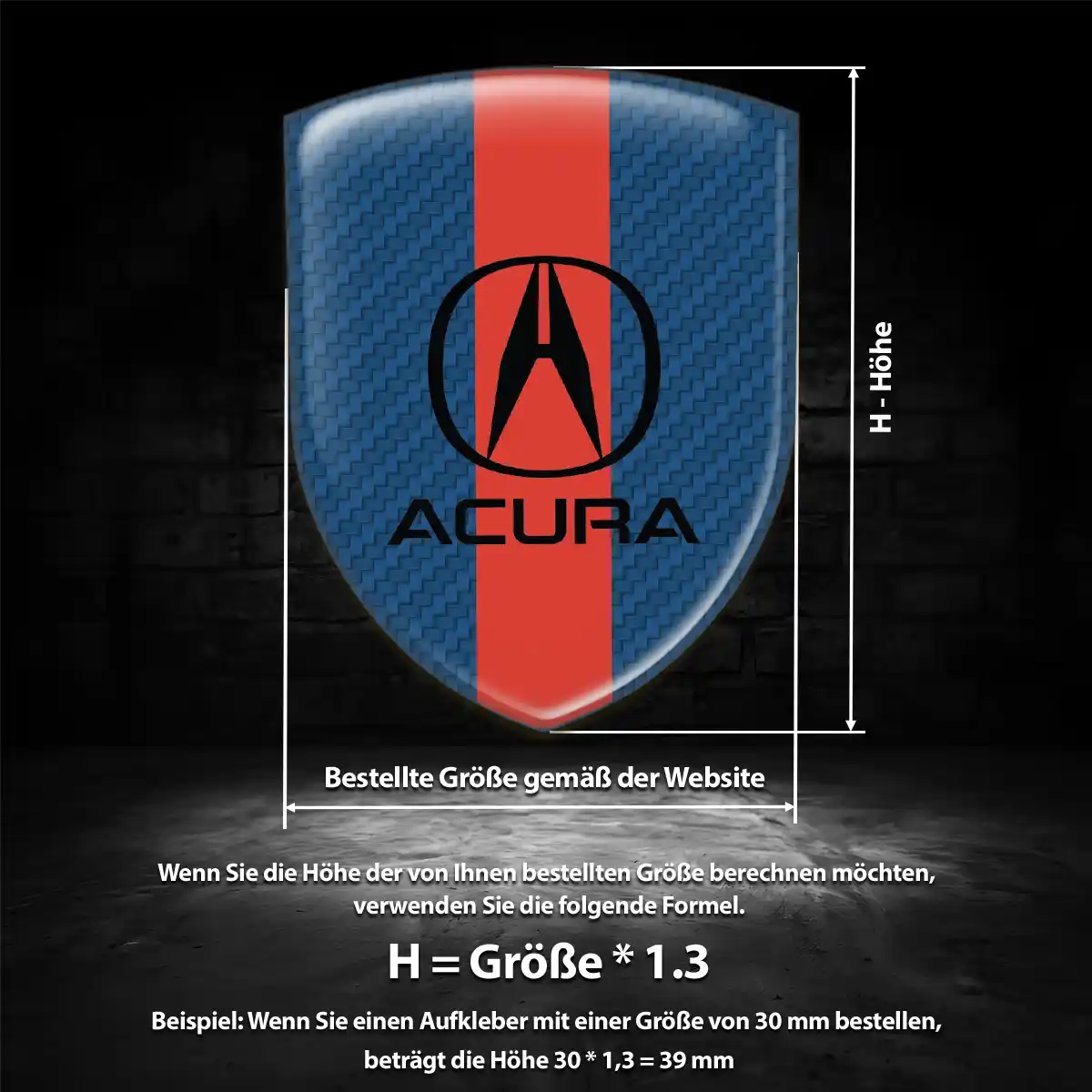 Acura 3D Gel Aufkleber Silikon Auto Premium-Edition