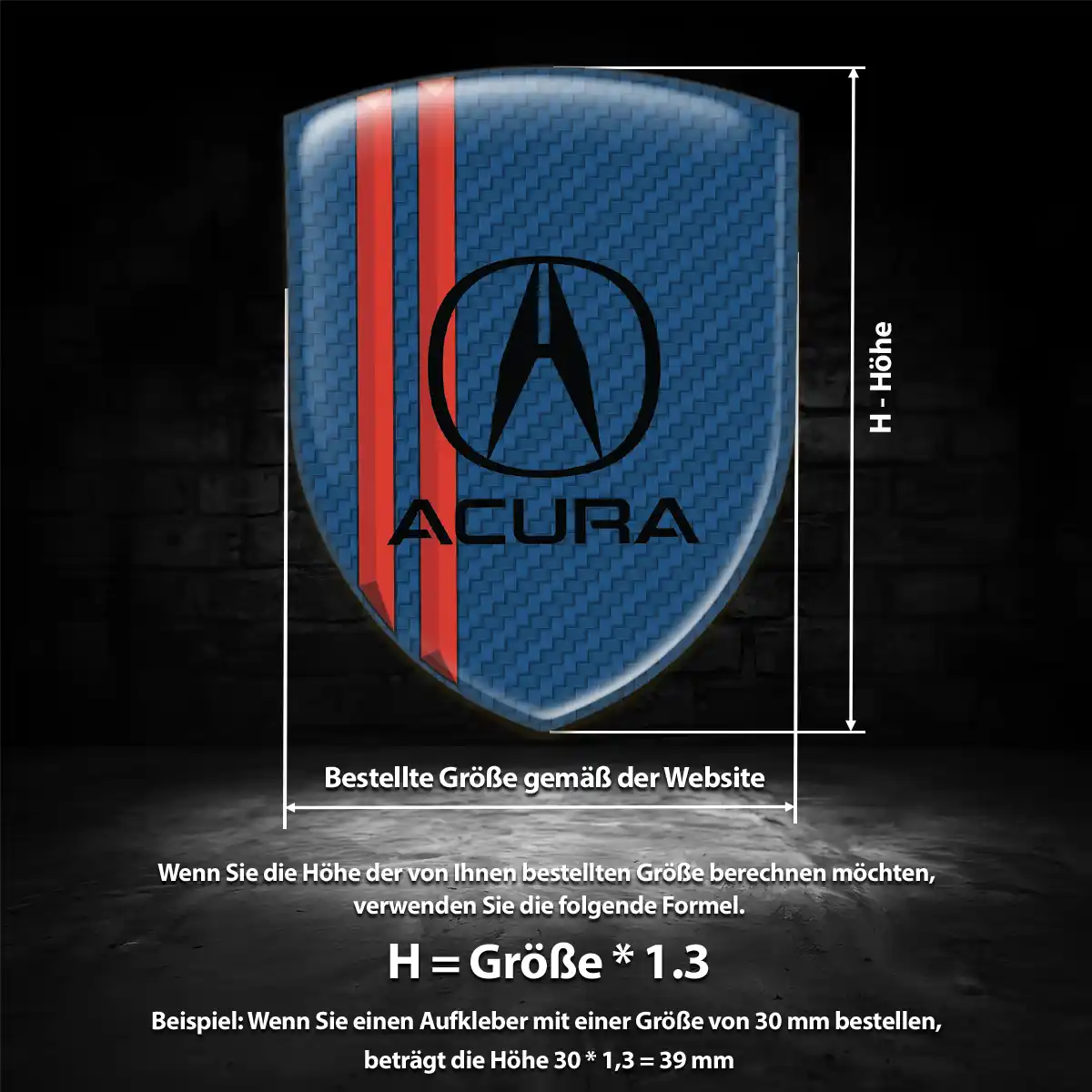 Acura 3D Gel Aufkleber Silikon Auto Premiumqualität