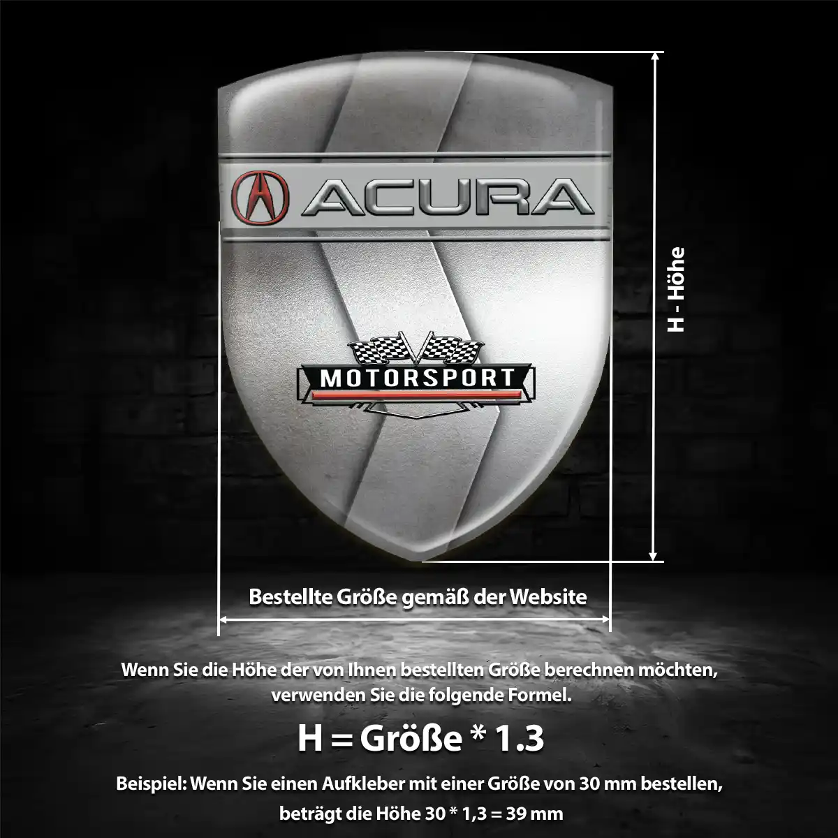 Acura 3D Gel Aufkleber Silikon Exterieurdesign