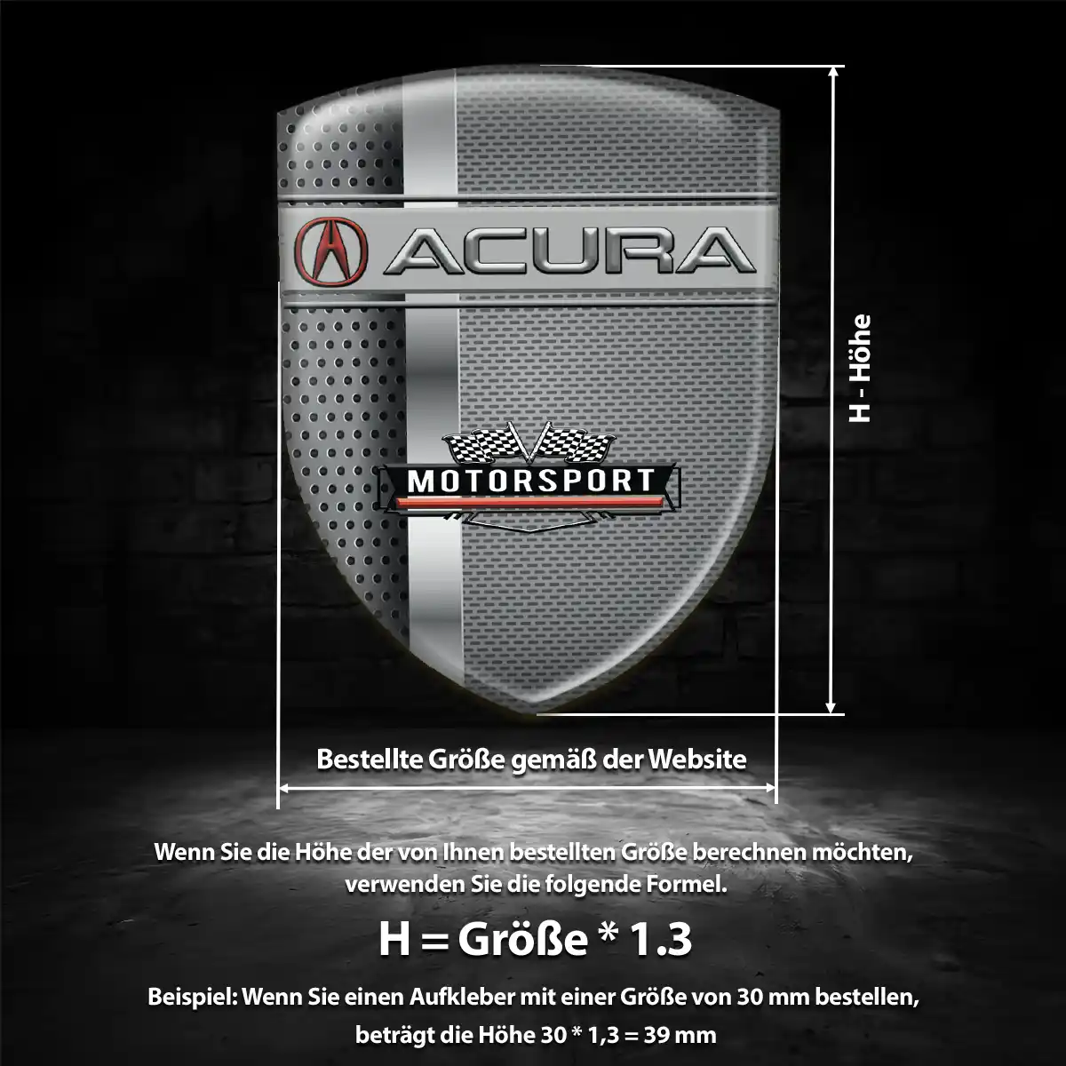 Acura 3D Gel Aufkleber Silikon Hochwertiges Harz