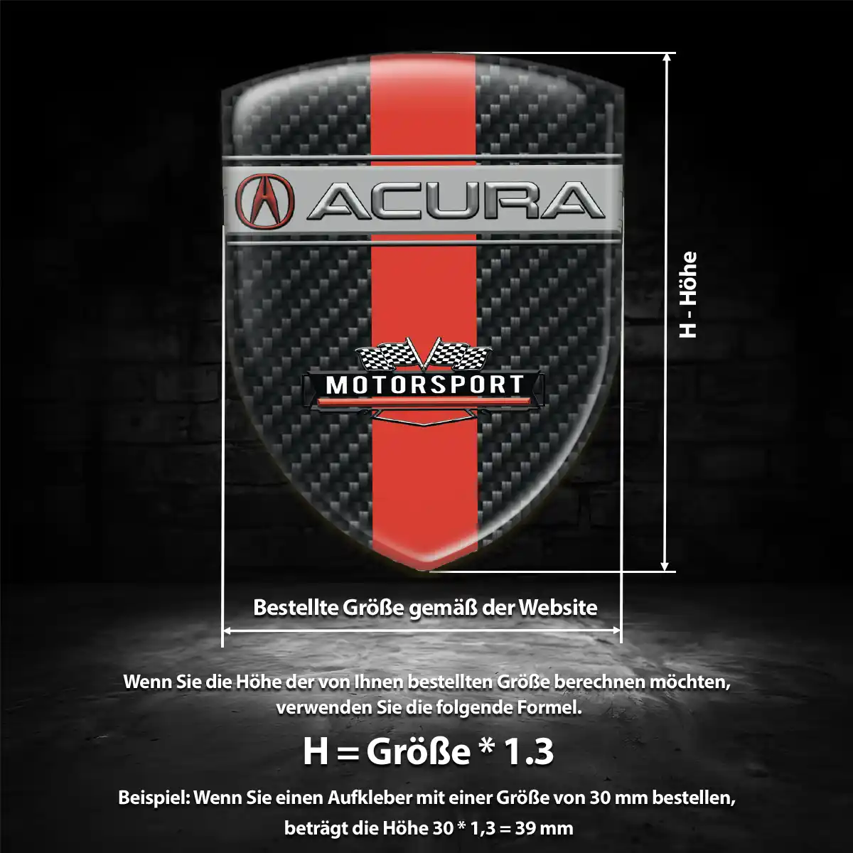 Acura 3D Gel Aufkleber Silikon Interieurdesign