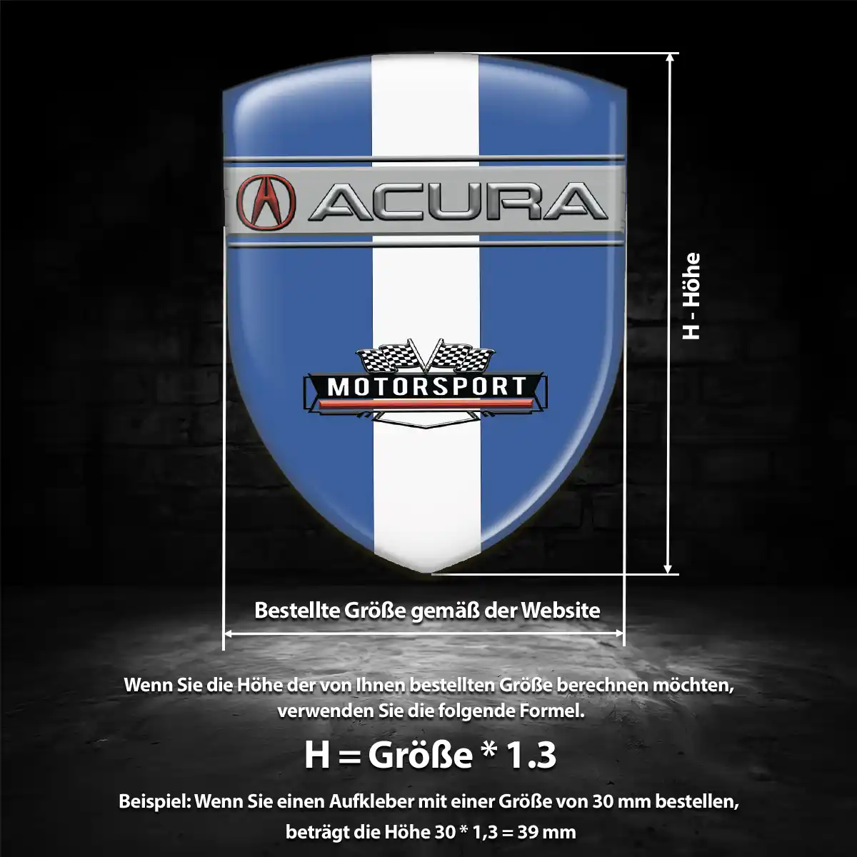 Acura 3D Gel Aufkleber Silikon Limitierte Auflage