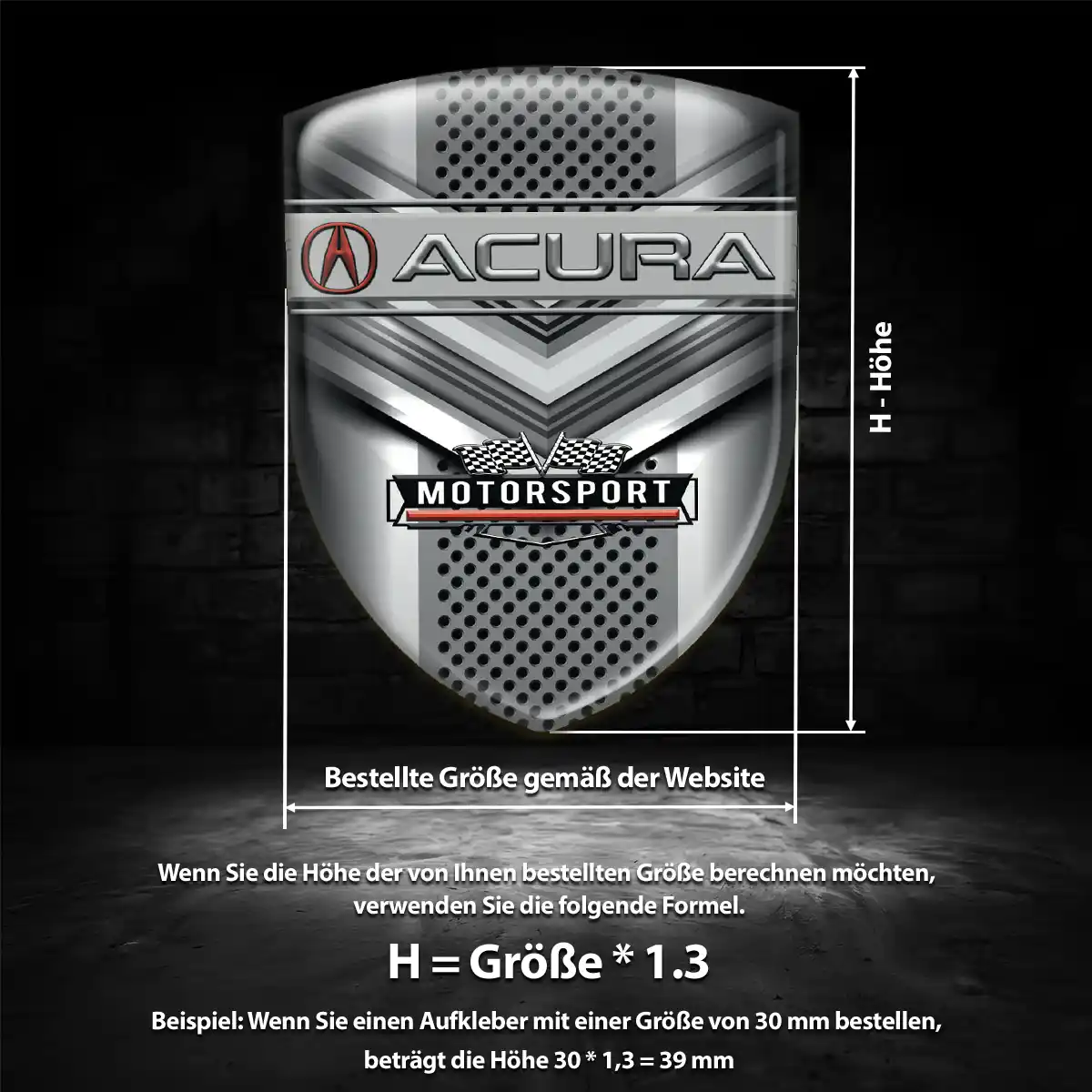 Acura 3D Gel Aufkleber Silikon Tuningfahrzeug