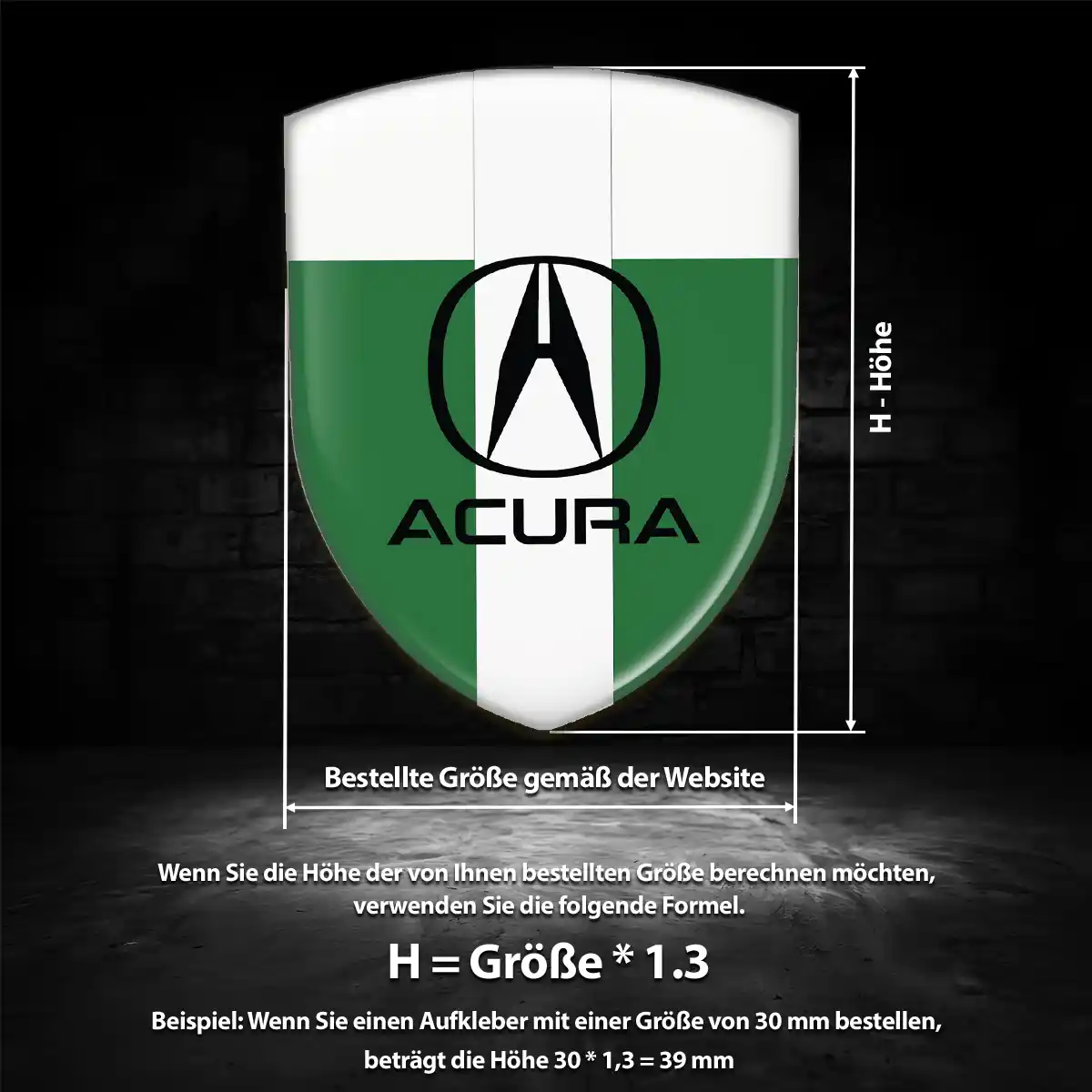 Acura 3D Gel Aufkleber Wappen Exterieurdesign