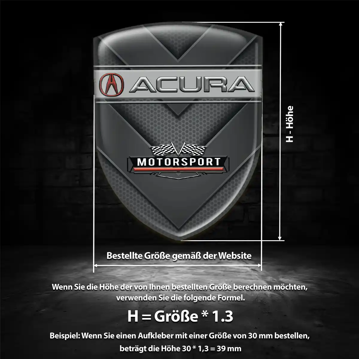 Acura 3D Gel Aufkleber Wappen Interieurdesign