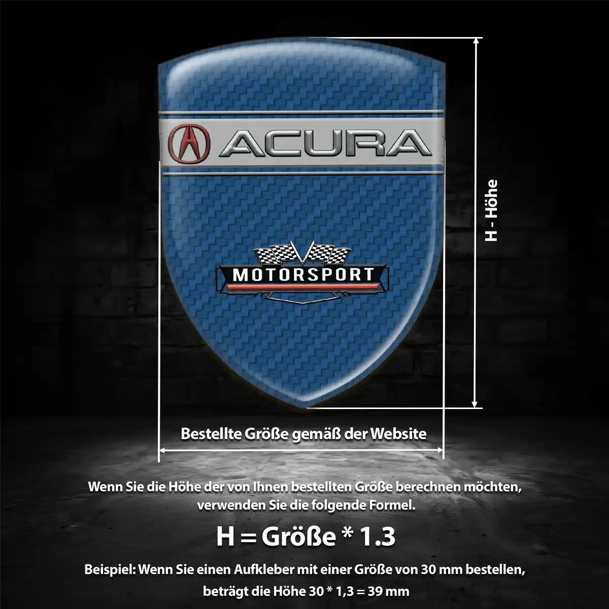 Acura 3D Gel Aufkleber Wappen Luxus-Edition