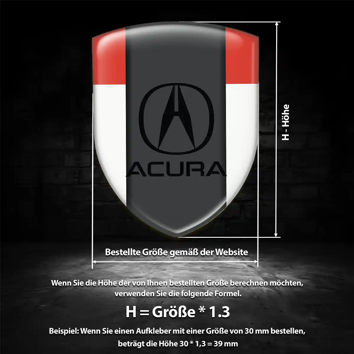 Acura 3D Gel Aufkleber Wappen Premium-Edition