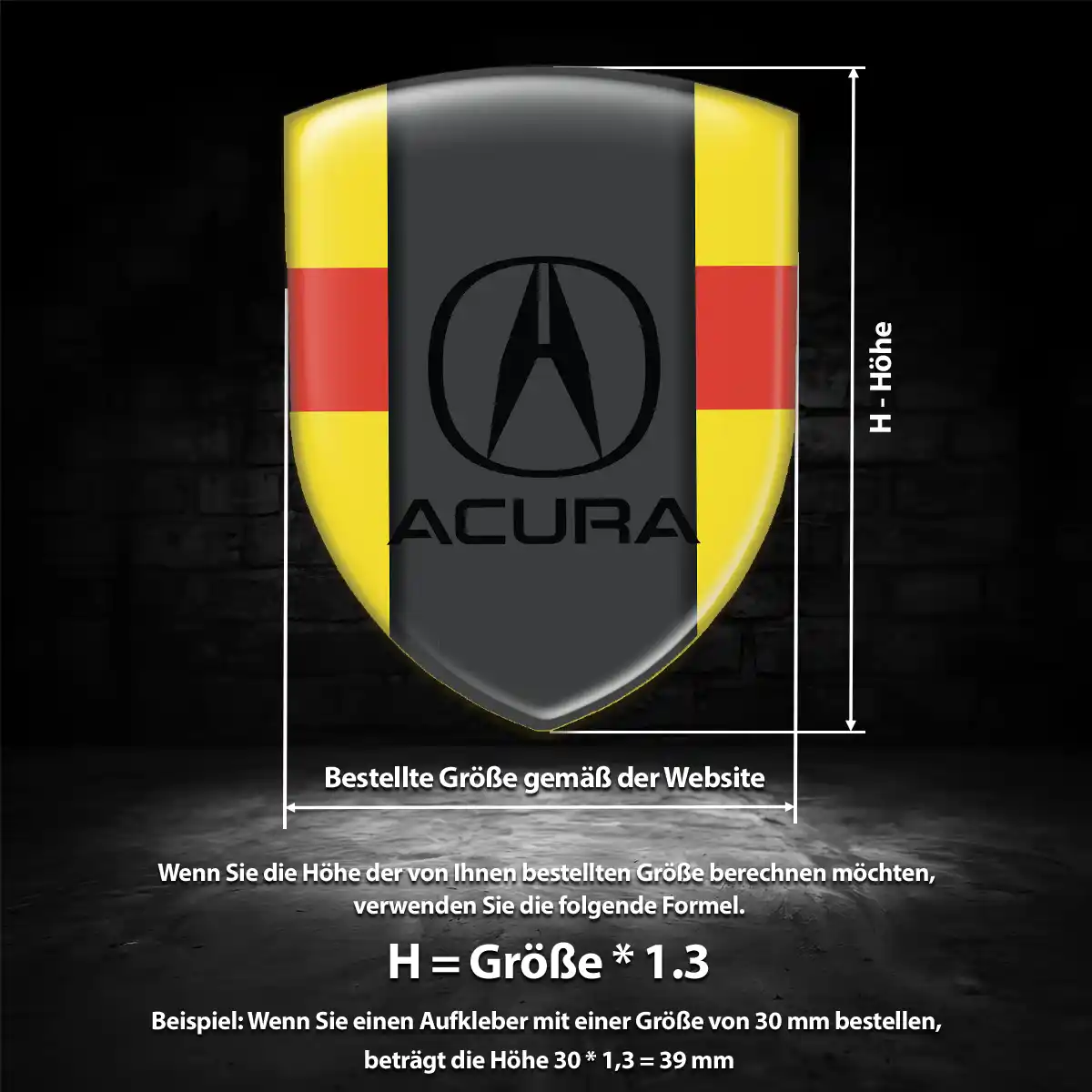 Acura 3D Gel Aufkleber Wappen Premiumqualität