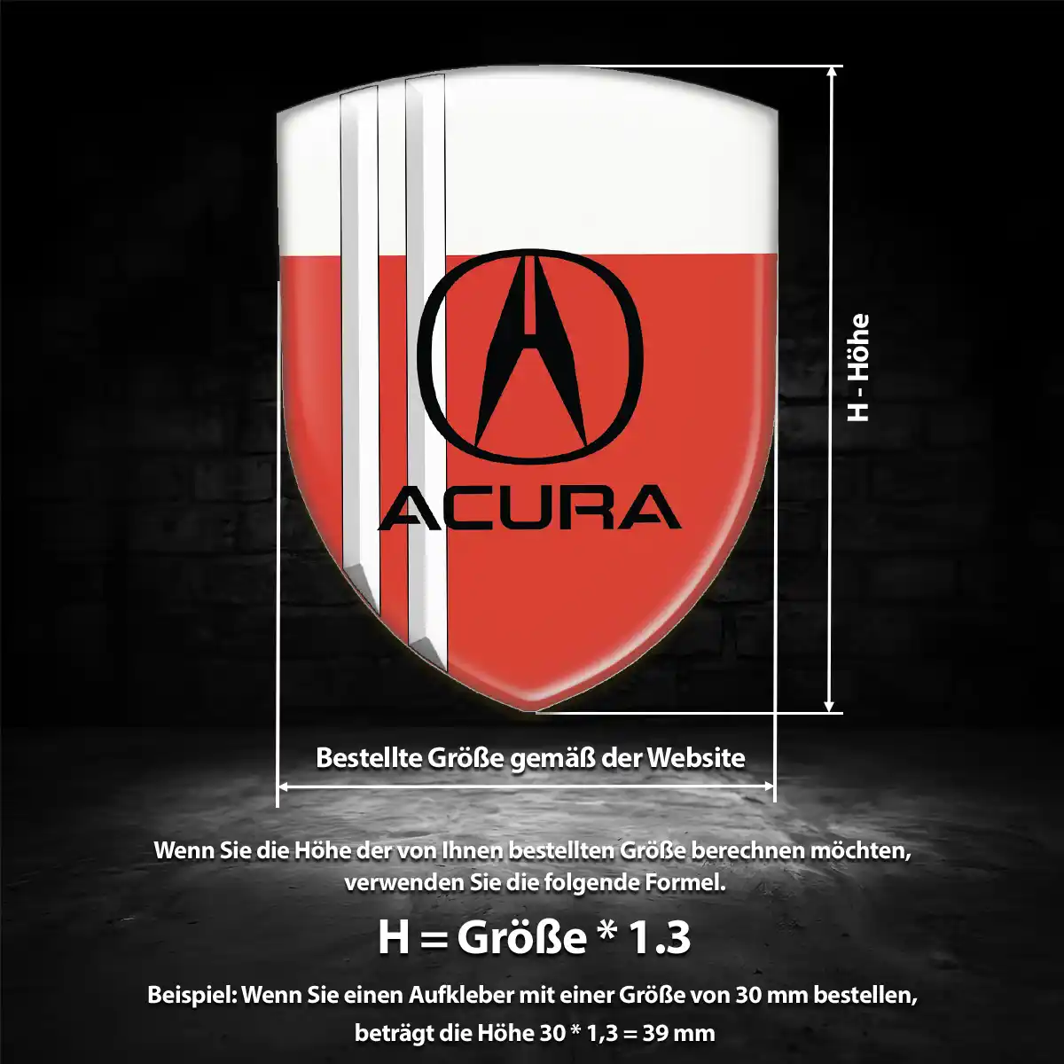 Acura 3D Gel Aufkleber Wappen Stilvolles Design