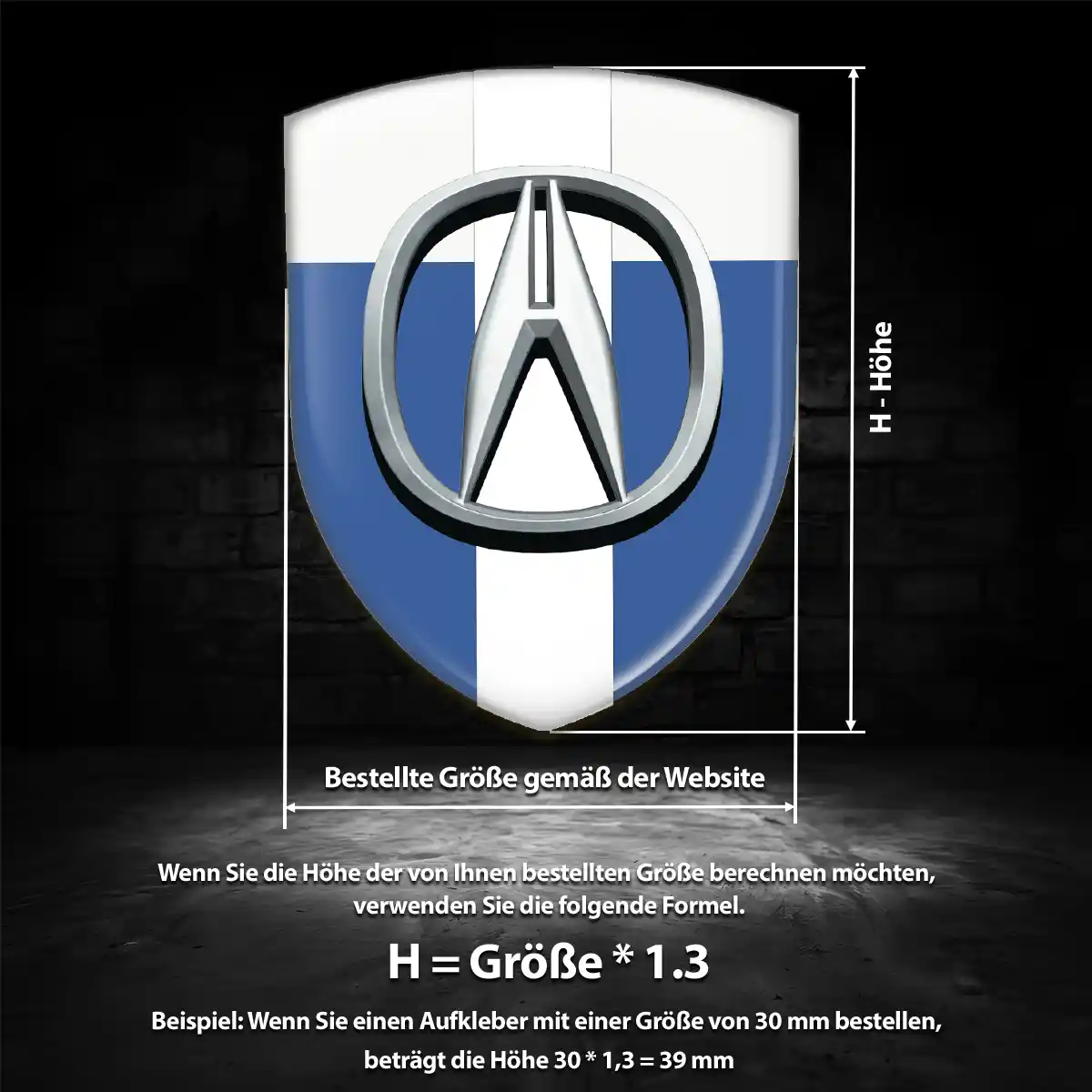 Acura 3D Gel Aufkleber Wappen Tuningfahrzeug