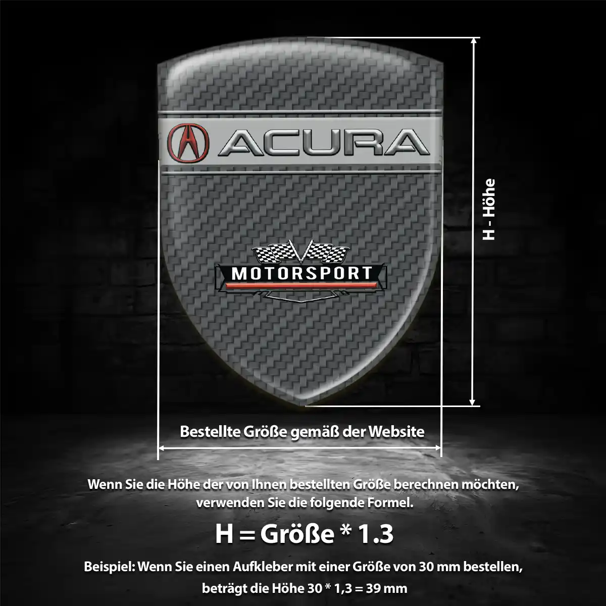 Acura Aufkleber 3D Gel Embleme Interieurdesign