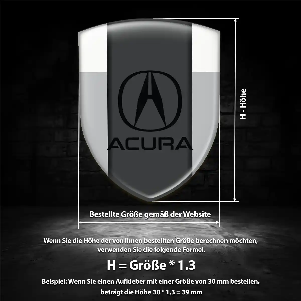 Acura Aufkleber 3D Gel Silikon Auto Interieurdesign