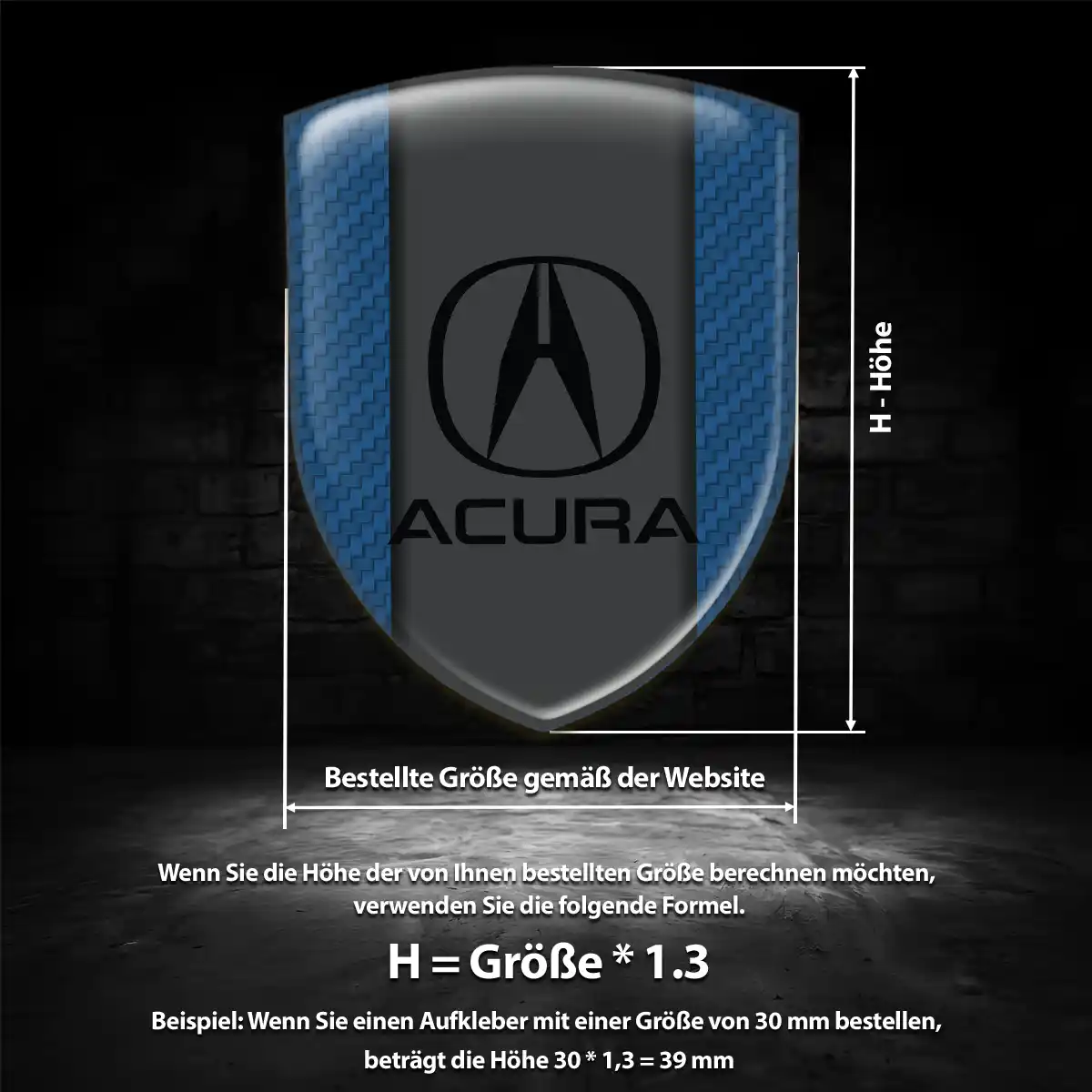 Acura Aufkleber 3D Gel Silikon Hochwertiges Harz
