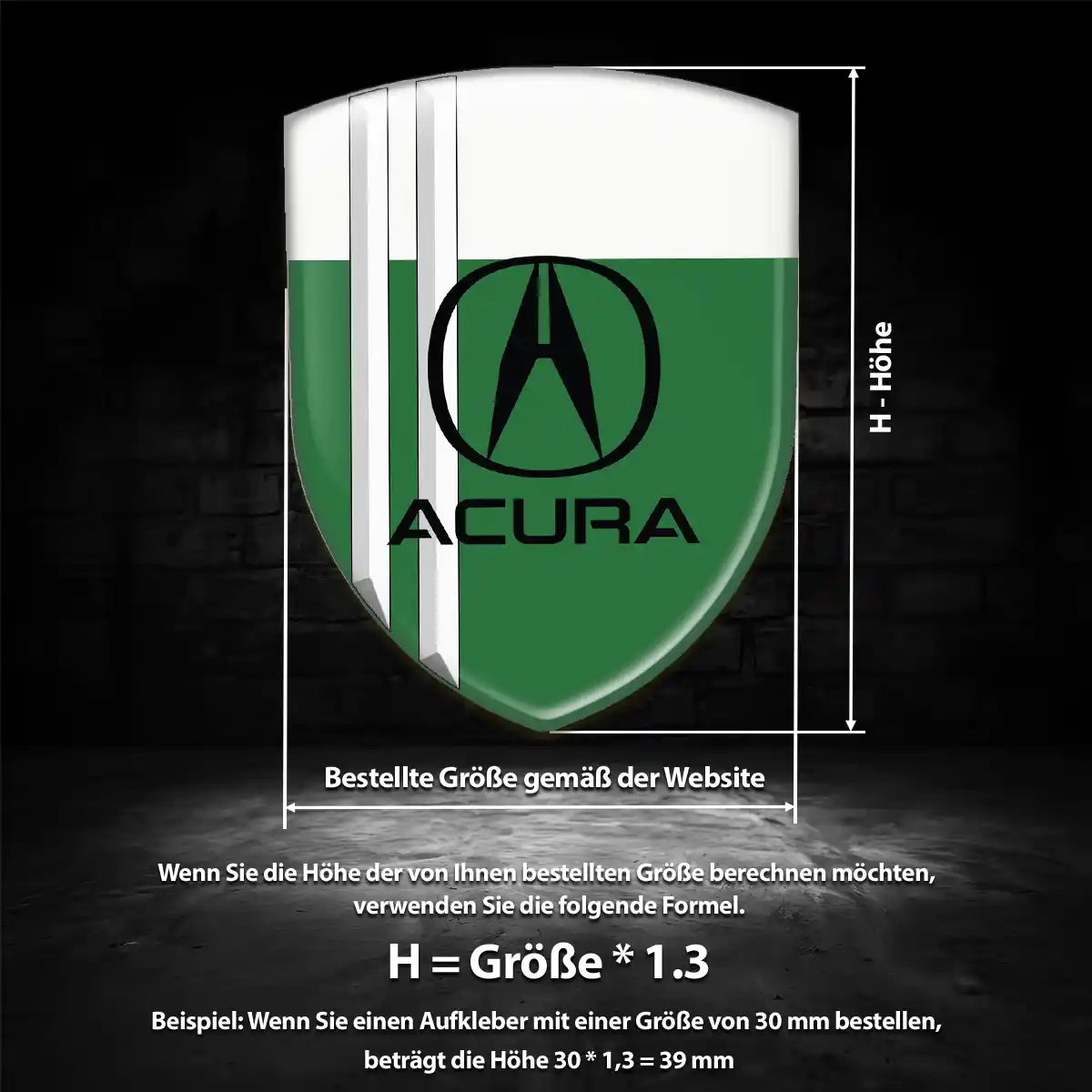 Acura Aufkleber 3D Gel Silikon Premium-Edition