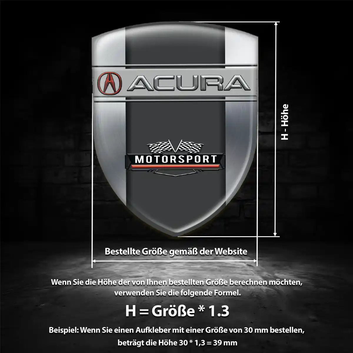 Acura Aufkleber 3D Gel Silikon Premiumqualität