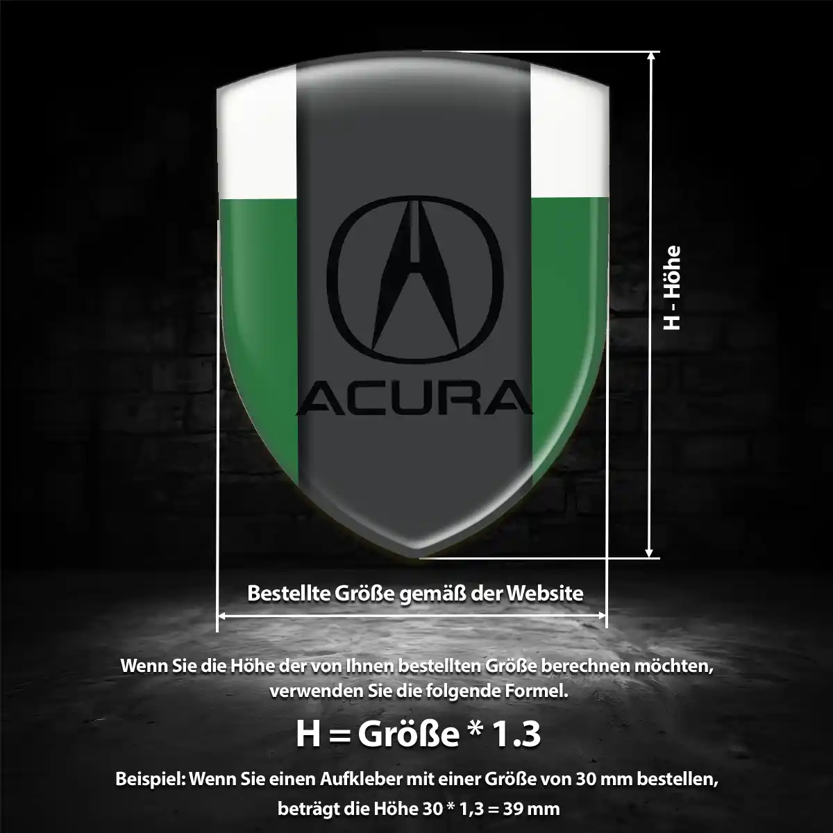Acura Aufkleber 3D Gel Silikon Tuningfahrzeug
