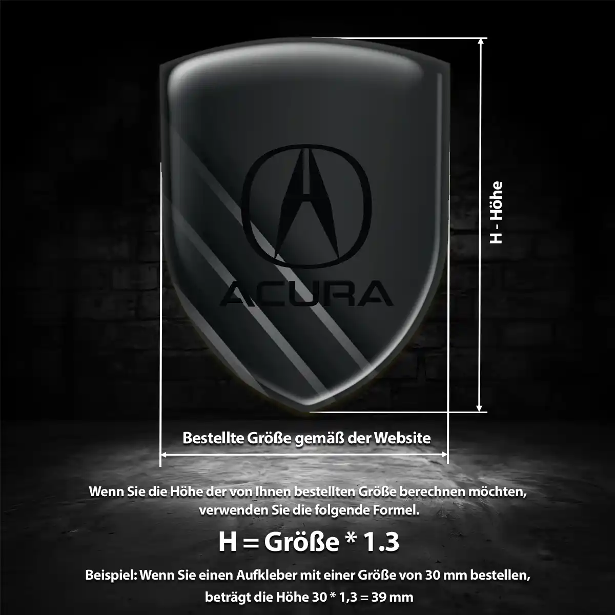 Acura Aufkleber 3D Gel Wappen Hochwertiges Harz
