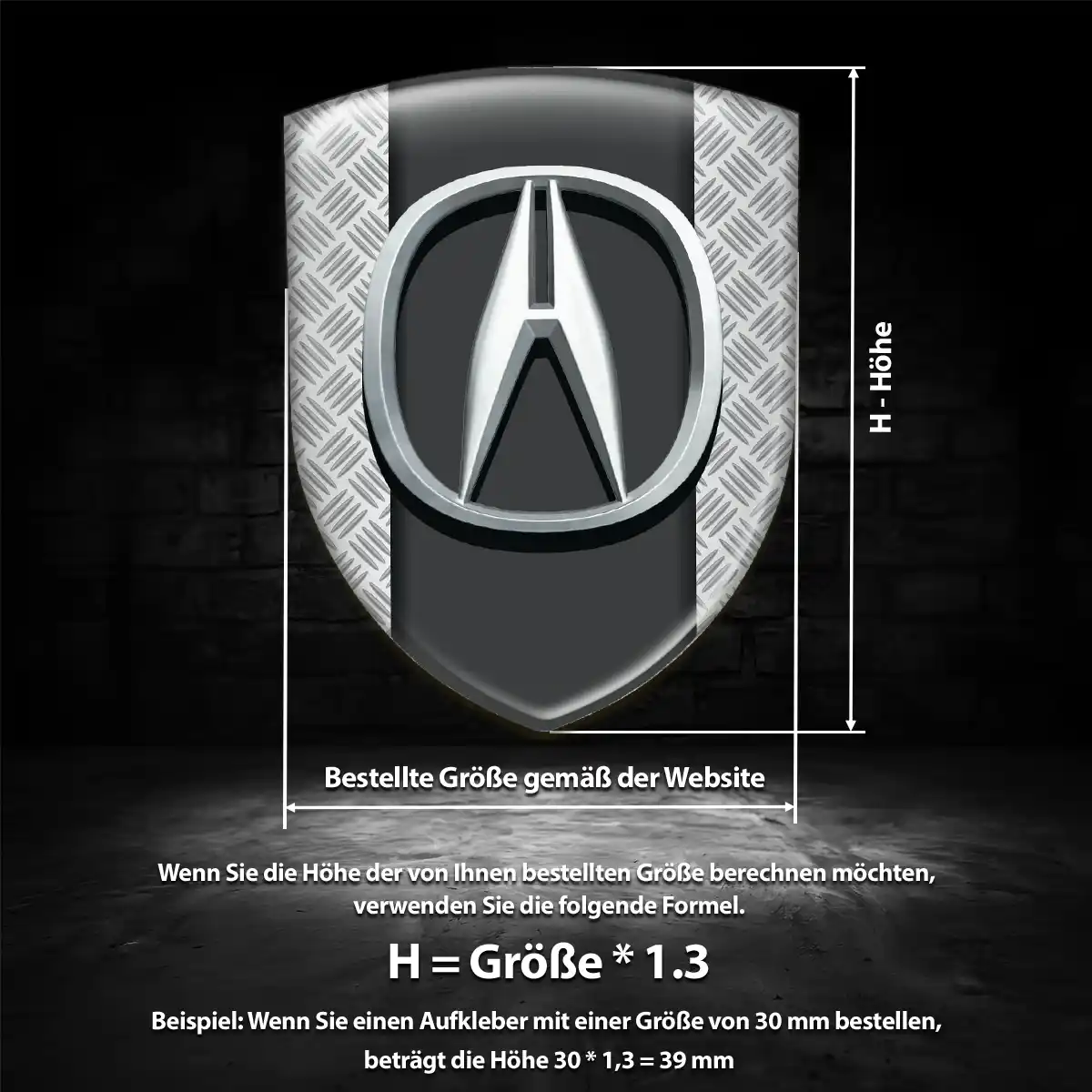Acura Aufkleber 3D Gel Wappen Interieurdesign