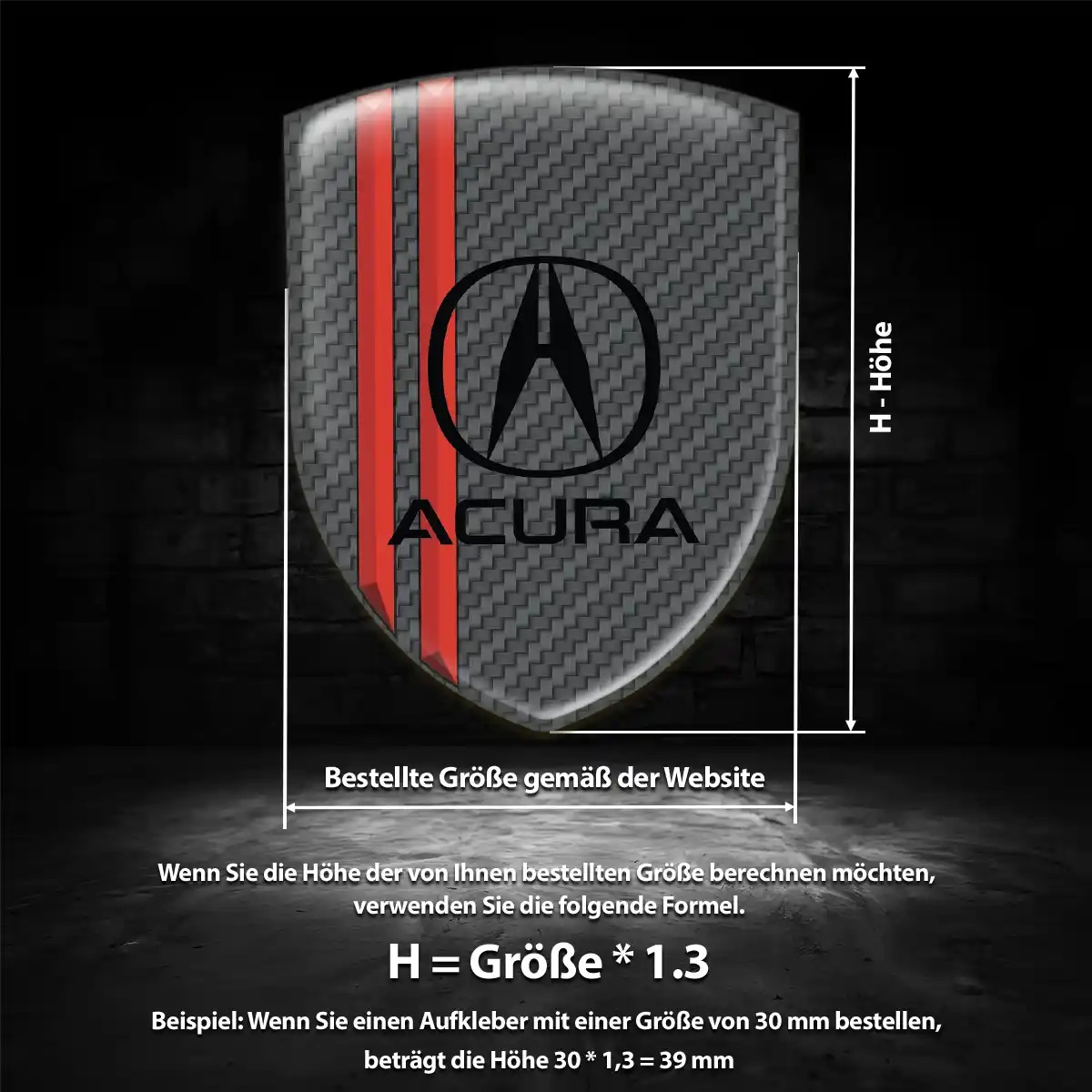 Acura Aufkleber 3D Gel Wappen Premiumqualität