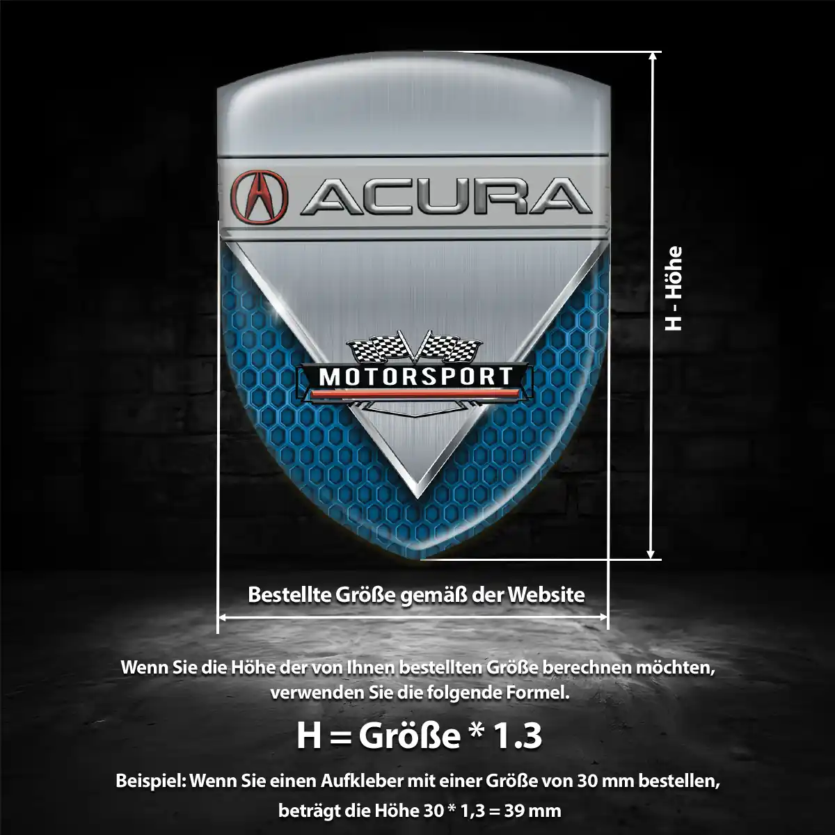 Acura Aufkleber Emblem Tuningfahrzeug