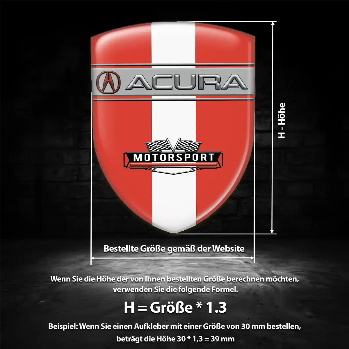 Acura Aufkleber Emblem Wappen Hochwertiges Harz