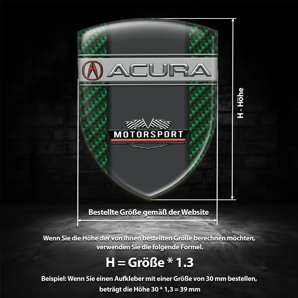 Acura Aufkleber Emblem Wappen Premium-Edition