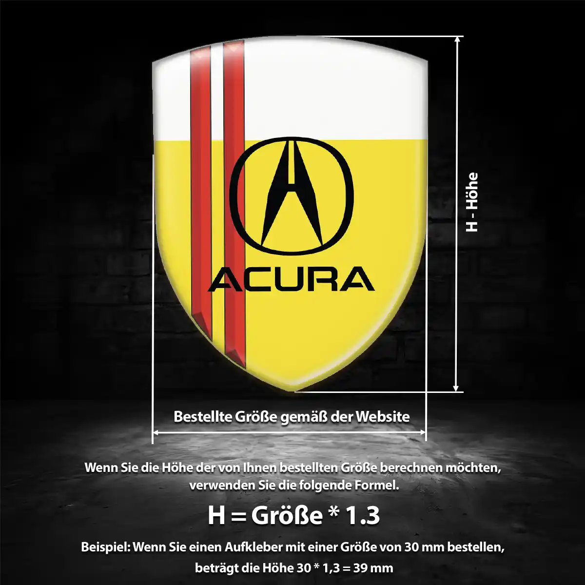 Acura Aufkleber Wappen Hochwertiges Harz