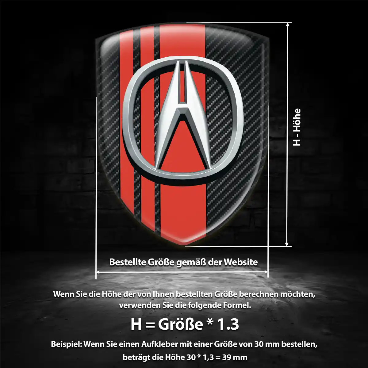Acura Emblem Wappen Aufkleber Luxus-Edition